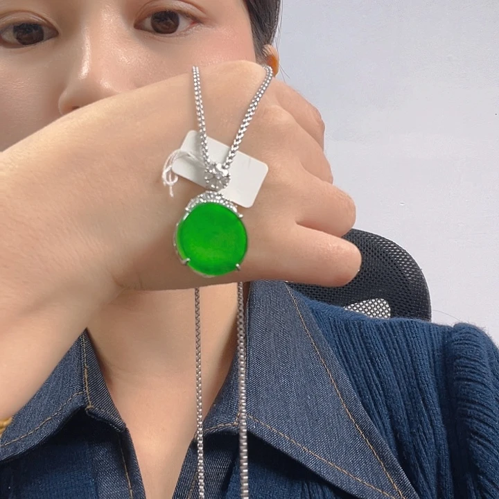翡翠银S925镶嵌吊坠(不含链)