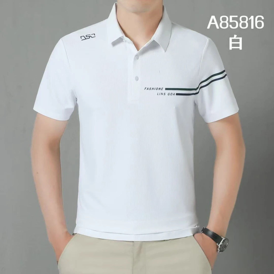 DP85816商务休闲T恤男士运动夏季透气半袖薄款宽松翻领
