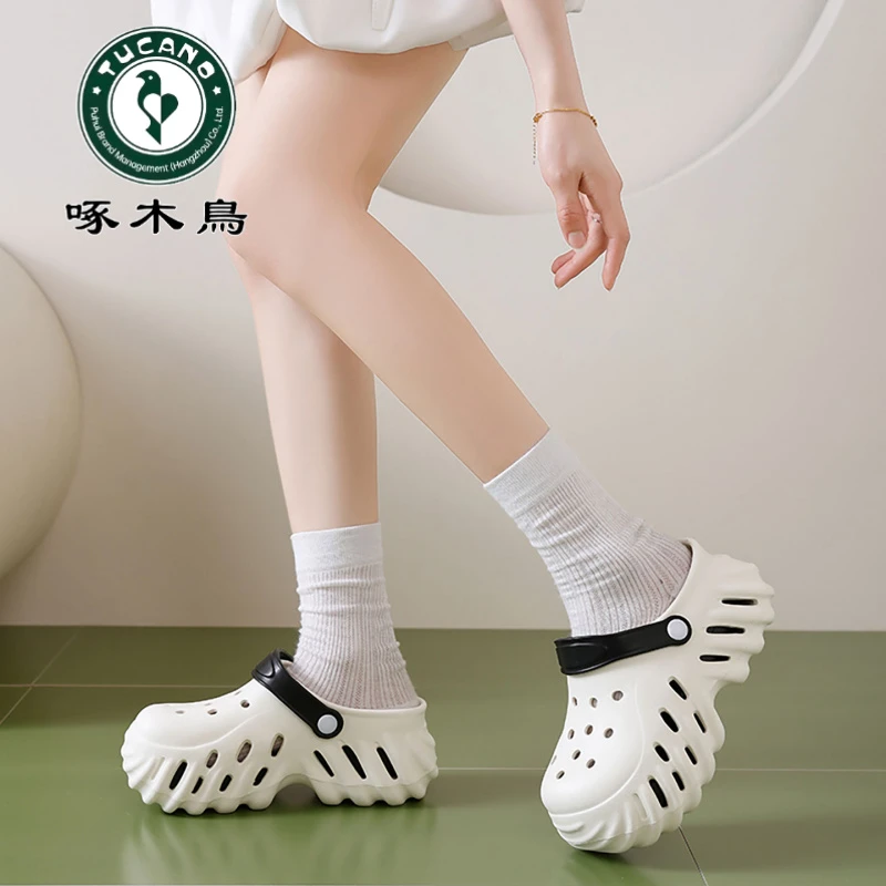 啄木鸟包头拖女款2025新款夏季防滑洞洞鞋可外穿上班两穿沙滩凉拖