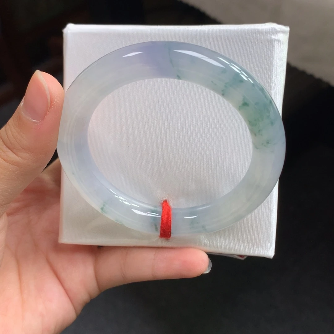 翡翠未镶嵌手镯53号51胖圆冰胶莫奈