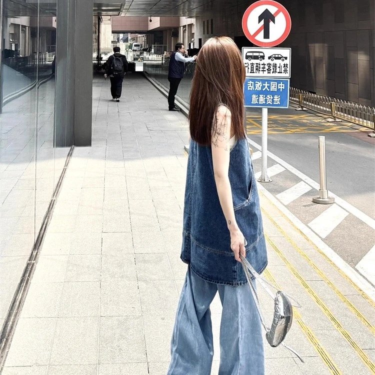 气质显瘦夏季新款减龄收腰百搭时尚韩版设计感休闲牛仔外穿连衣裙