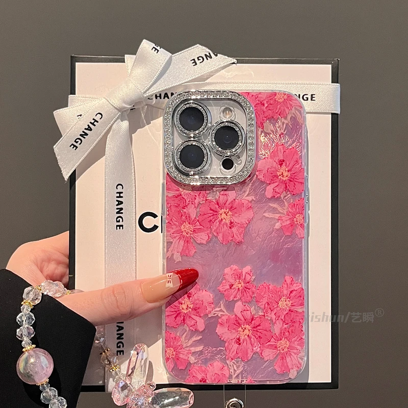 唯美豆沙粉芍药花朵油画适用苹果16promax手机壳新款iphone15pro