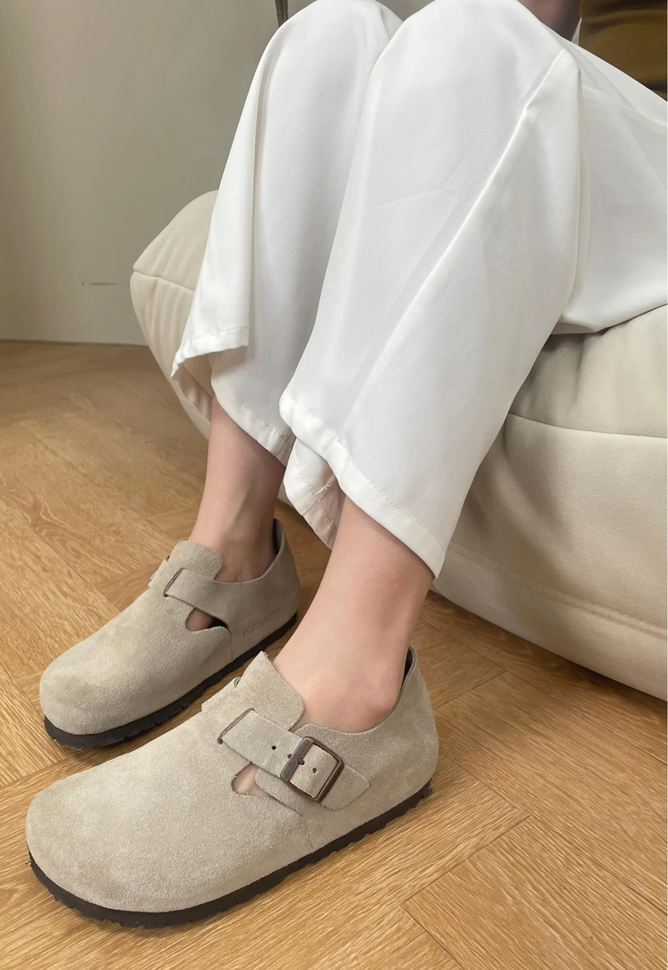 【全包】特价桑坡勃肯鞋女真皮软木懒人勃肯鞋全包头单鞋拖鞋软底