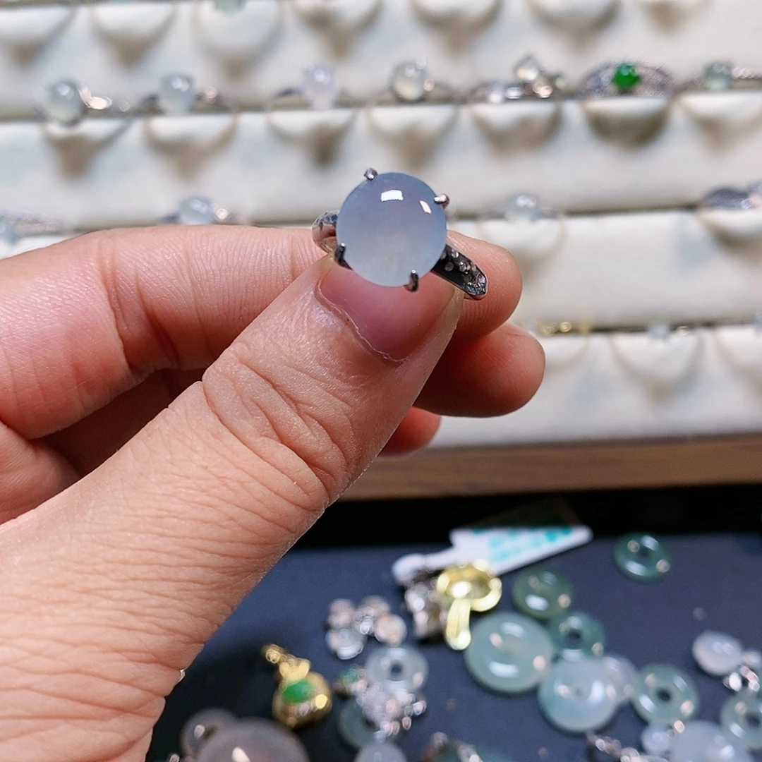 翡翠银S925镶嵌戒指