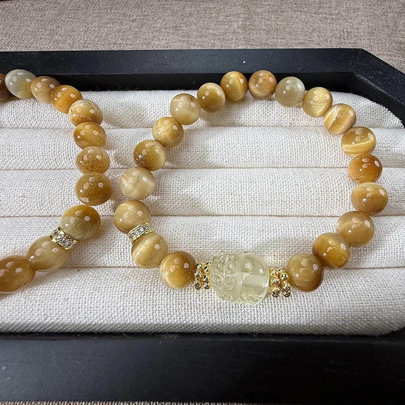 【天禄】YUEJU月椐原创天然金虎眼黄水晶貔貅手串