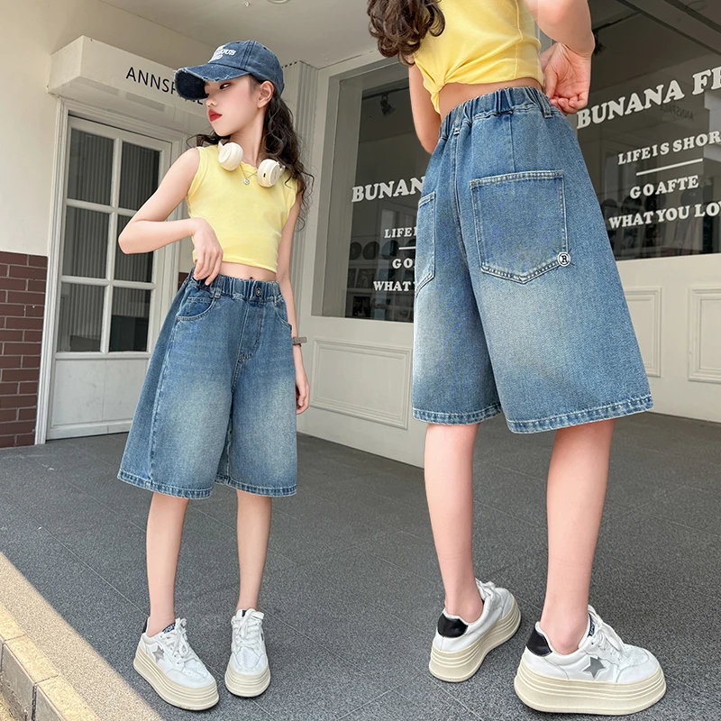 女童短裤夏季2025新款大童女孩薄款洋气中裤儿童夏天五分牛仔裤子