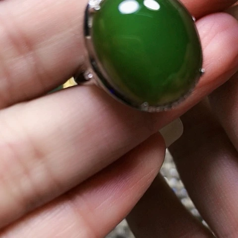 和田玉银S925镶嵌戒指