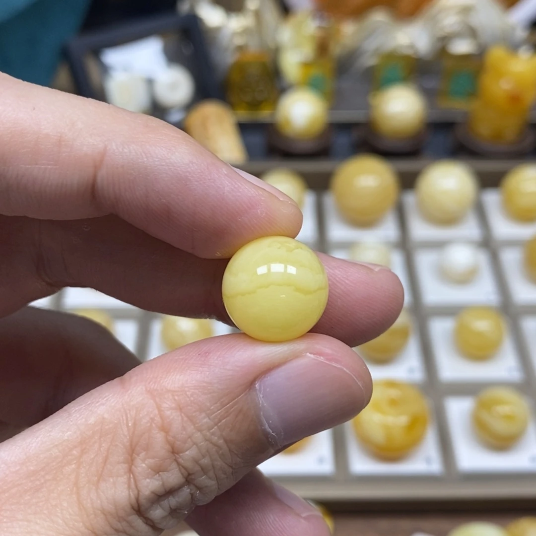 琥珀未镶嵌珠宝奇石14圆珠