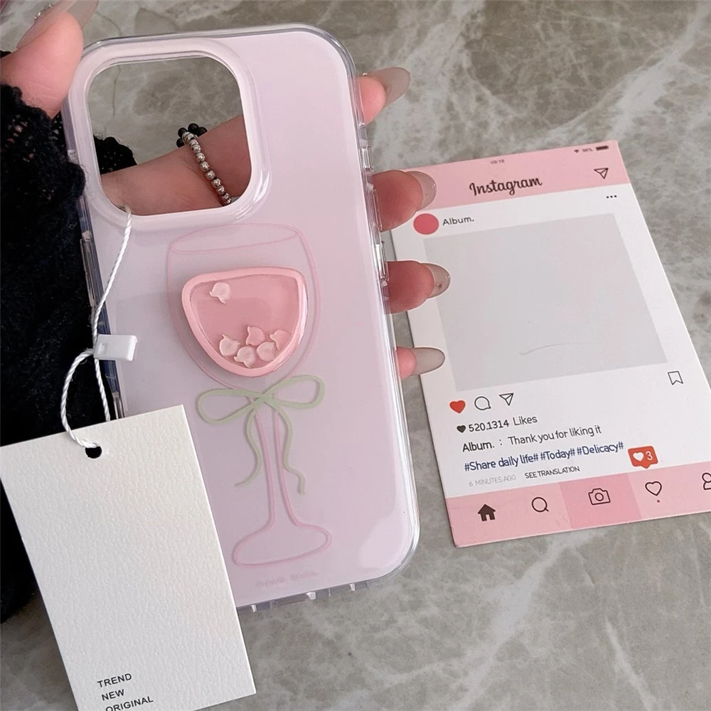 一杯鸡尾酒圆边双层小众极简风苹果16pro max手机壳iphone15/13女