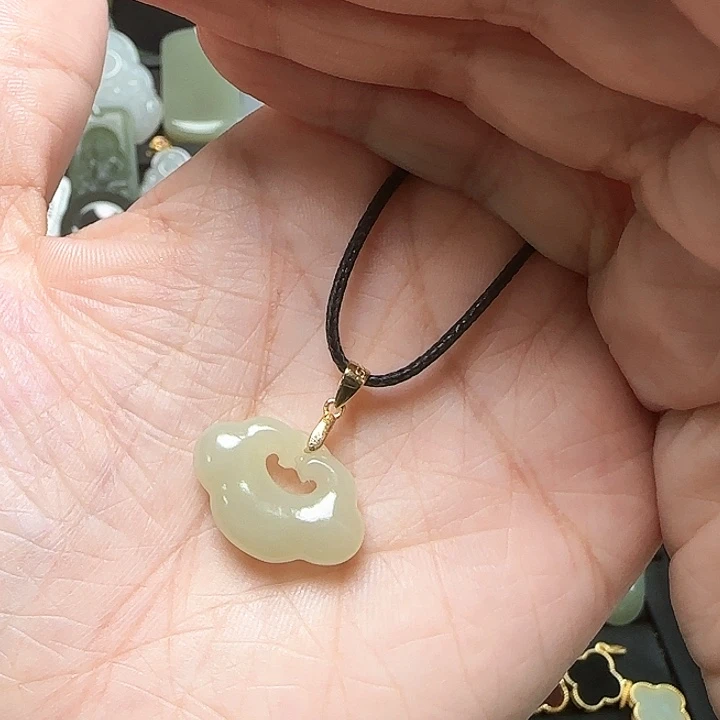 和田玉银S925镶嵌吊坠(不含链)