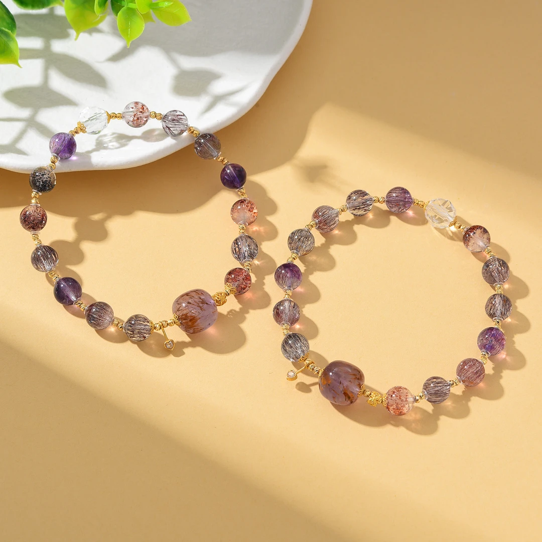 【婉葶珠宝】18K金超七水晶单圈手链（多样性发一）