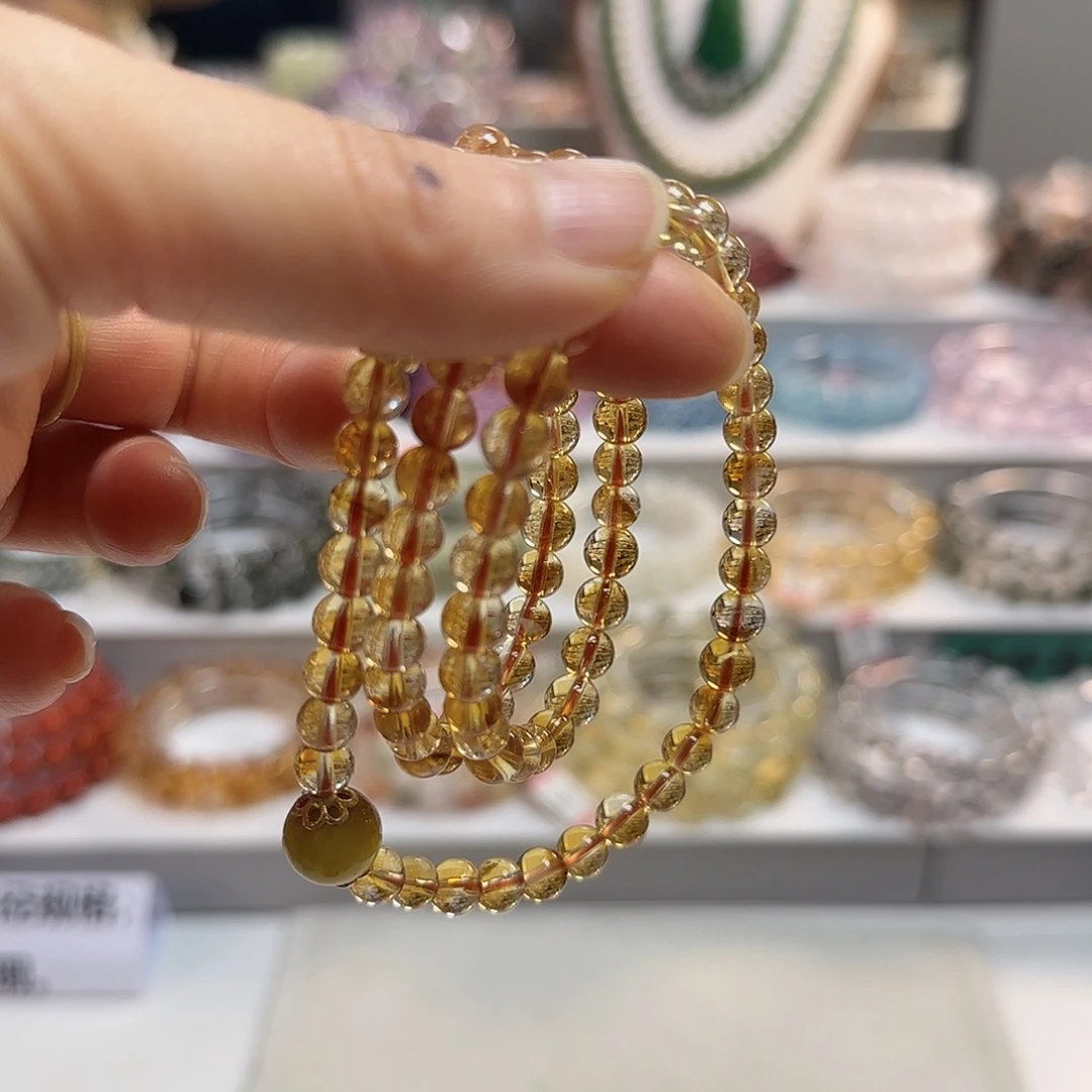 水晶手链未镶嵌黄水晶3圈6设计款