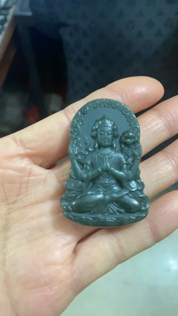 和田玉青玉度母吊坠