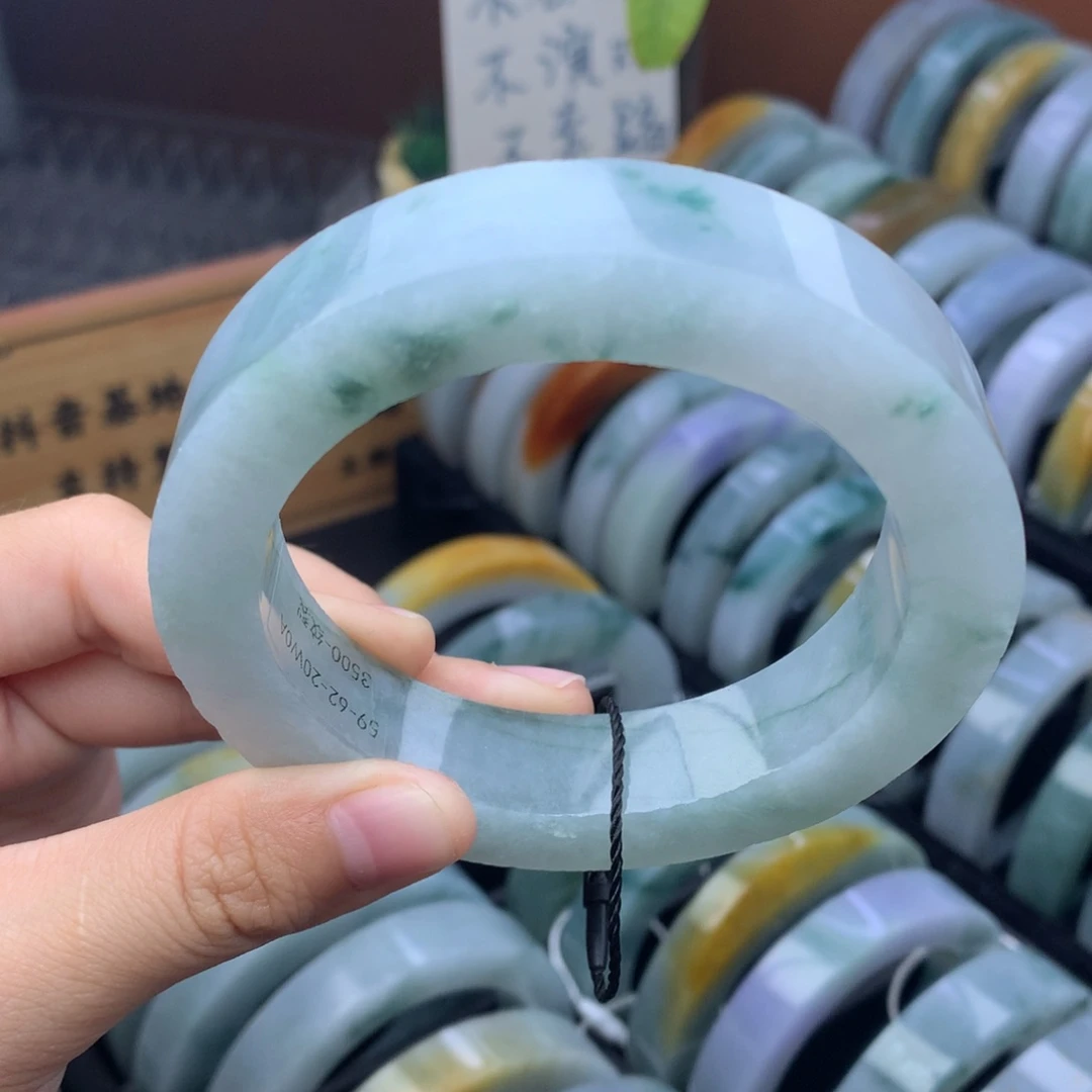 未镶嵌手镯定制翡翠宽版轮胎冰飘花
