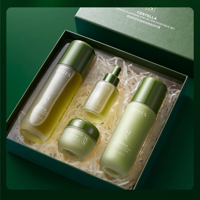 韩瑟专利成分积雪草咖啡因熬夜四件套抗皱紧致护肤品套装女士礼盒