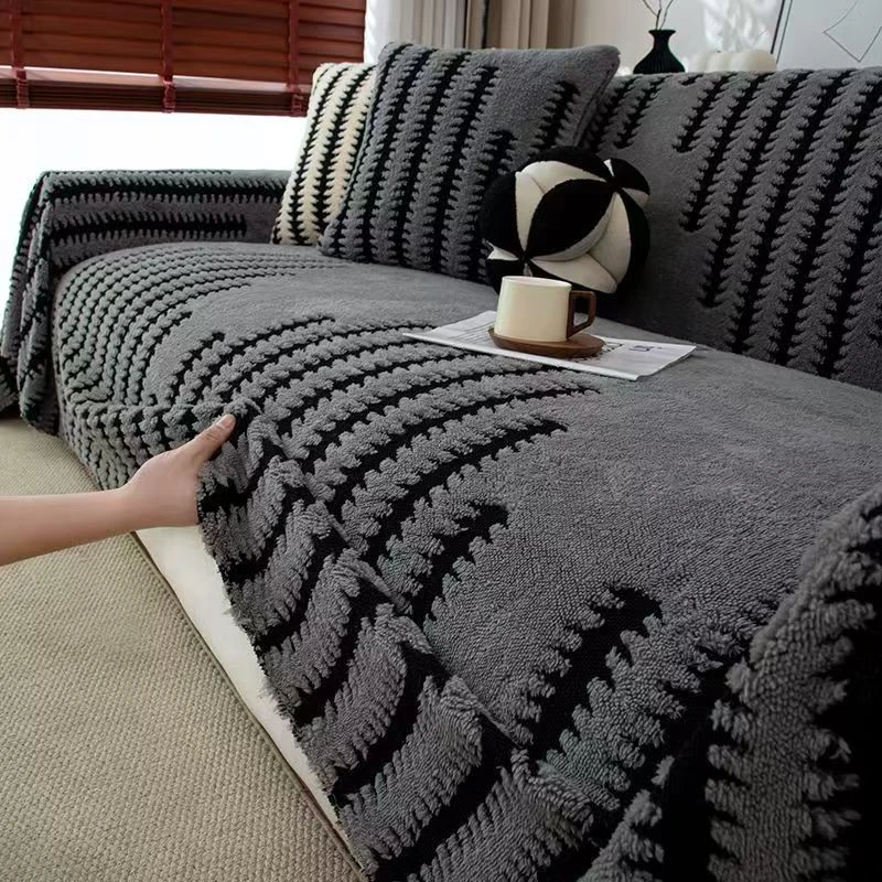 新款沙发盖垫盖巾秋冬新款加厚防滑毛绒沙发巾套装通用全盖套罩子