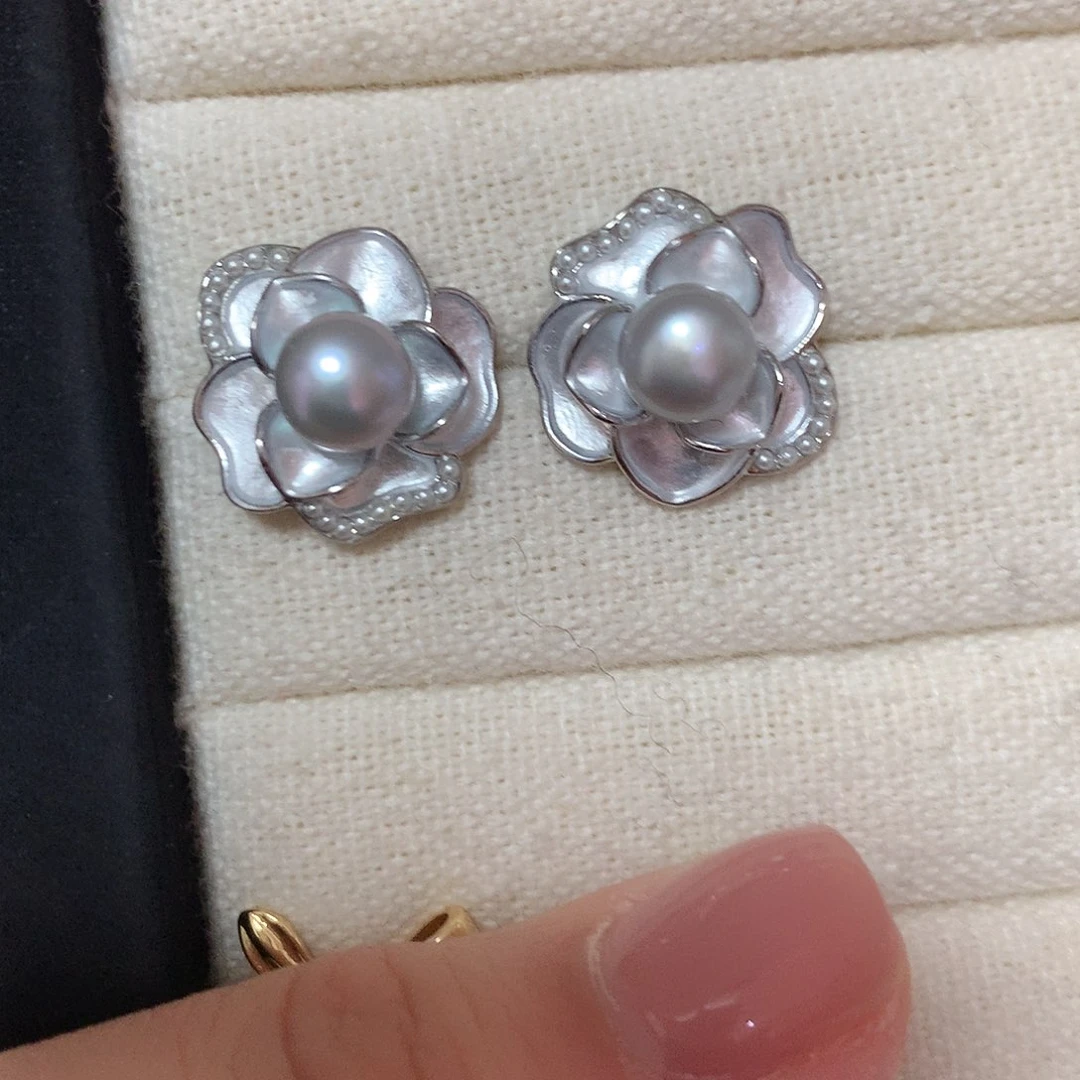 淡水珍珠耳饰合金