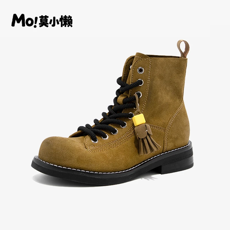 【MO莫小懒】腿精担当！欧西米亚风短靴增高4cm欧美风短筒马丁靴