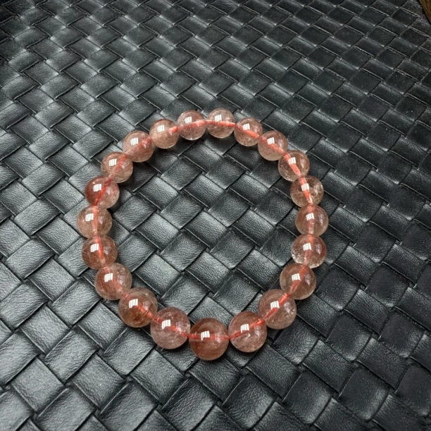 落日玫瑰红兔毛水晶单圈手串-Y322多样性发其一