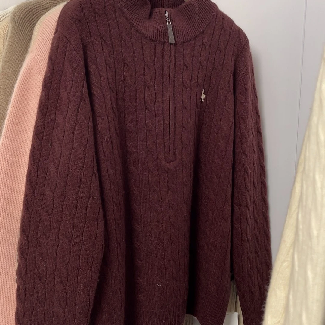 半拉链 战马 刺绣 羊绒衫