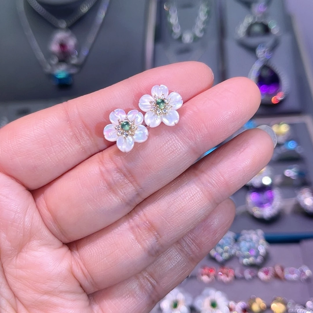 【闪购商品】翡翠耳饰银S925镶嵌耳饰