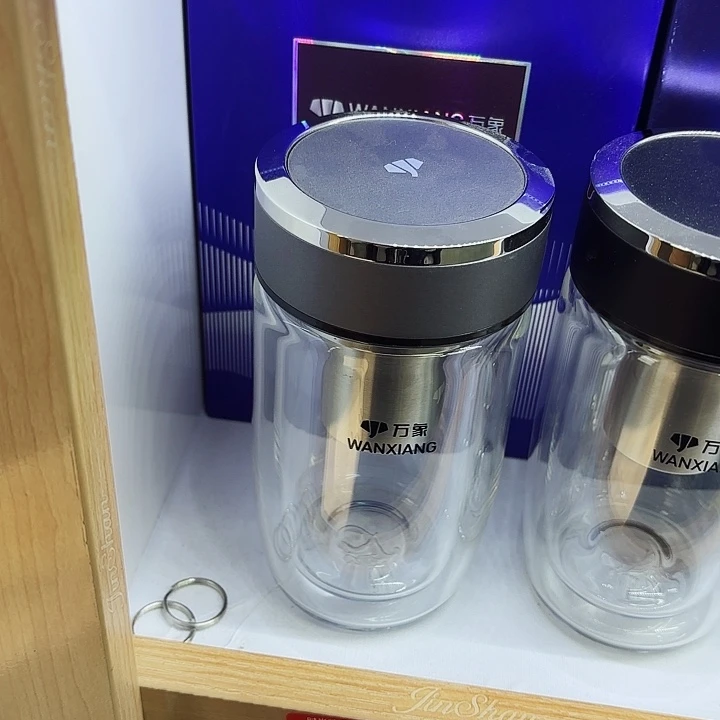 帘**风万象双层玻璃杯V195A水泥灰