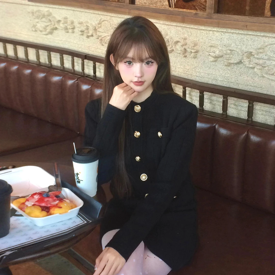 法式针织套装连衣裙子女秋冬季2025新款高级感轻奢包臀短裙7880