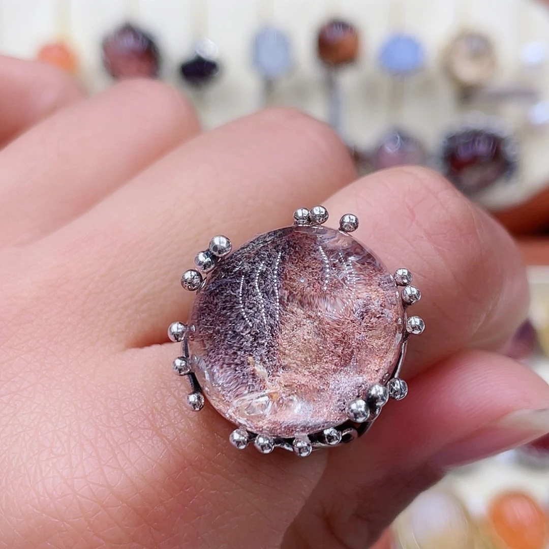 水晶戒指银S925镶嵌猥****i