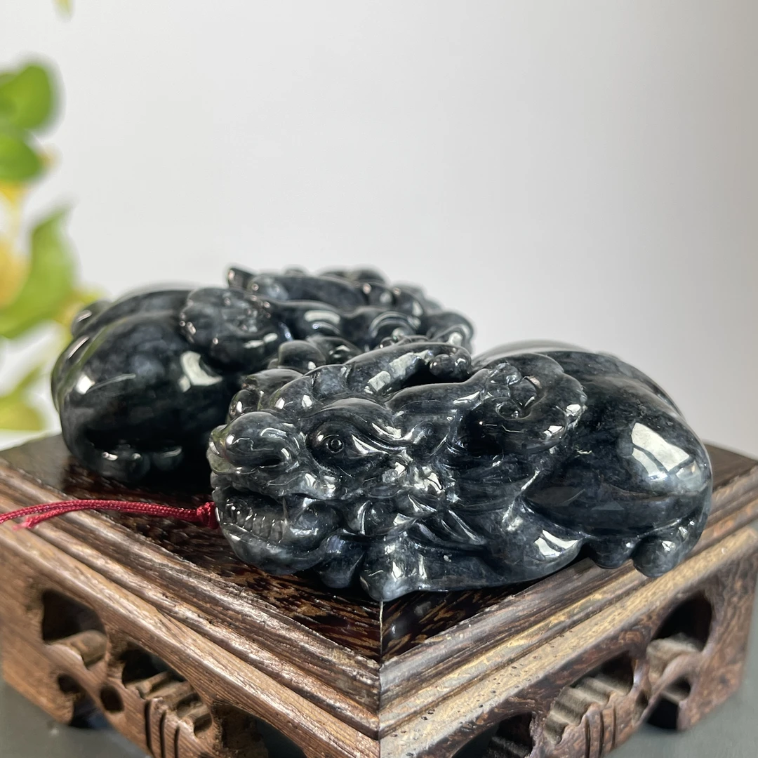 JTA28-71 天然缅甸A货翡翠  一对貔貅