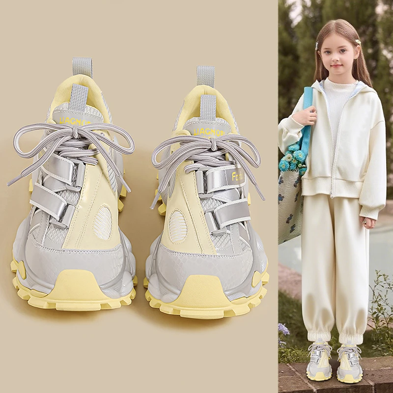 女童运动鞋2025秋冬新款中大童拼色潮流老爹鞋女孩百搭时尚跑步鞋