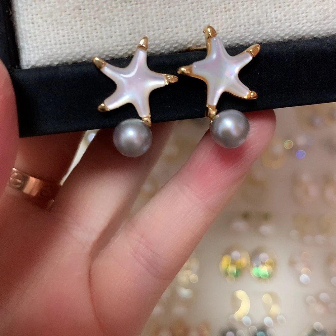 淡水珍珠耳饰合金