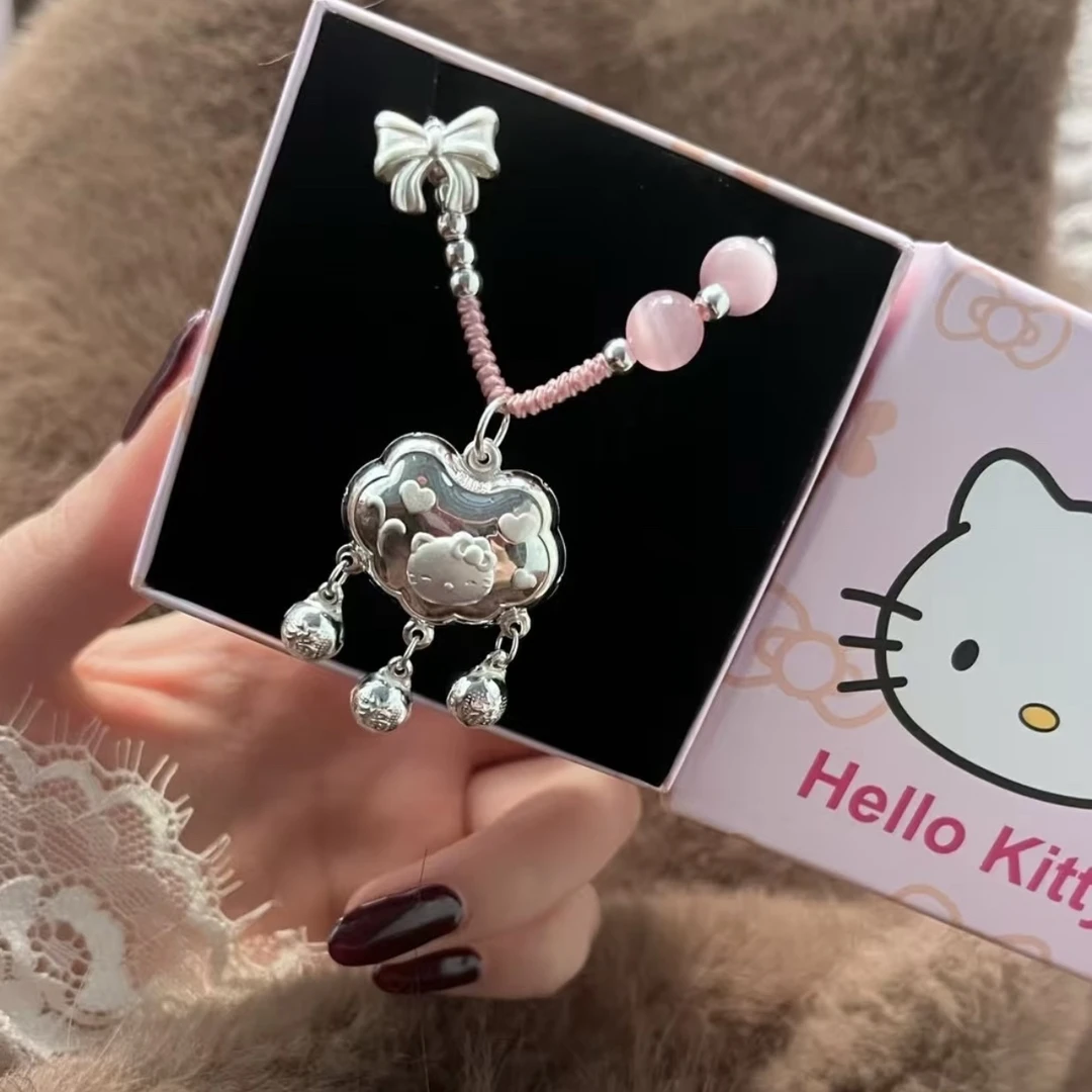 吊坠足银 足银999Hellokitty美乐蒂锁包KT猫纯银项链送女友礼物