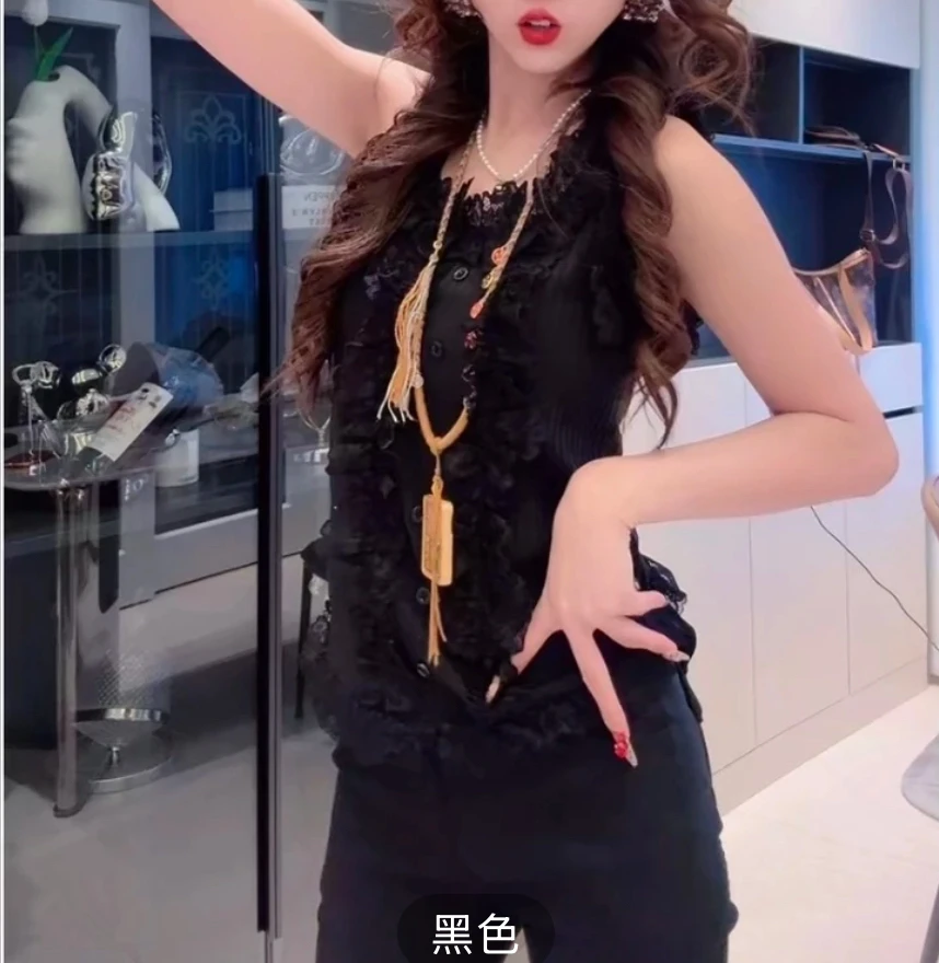 法式菲菲边砍袖吊带背心【好物推荐】