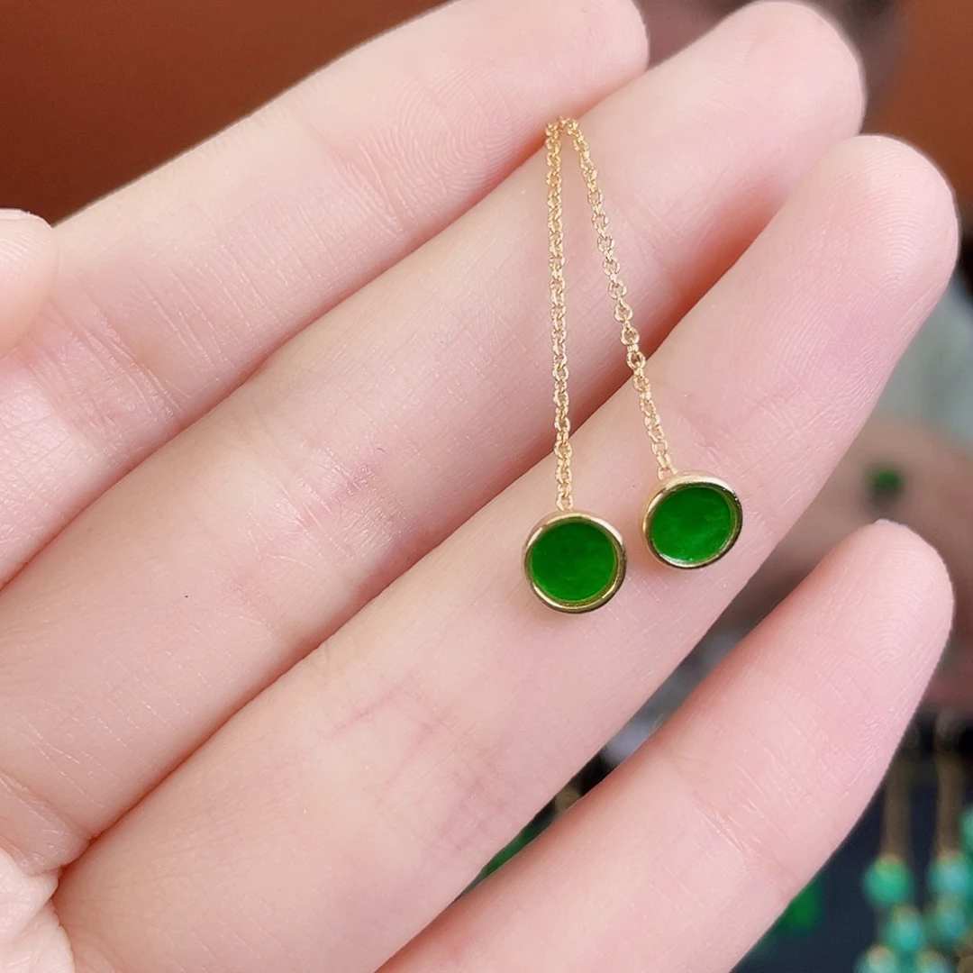 翡翠银S925镶嵌耳饰