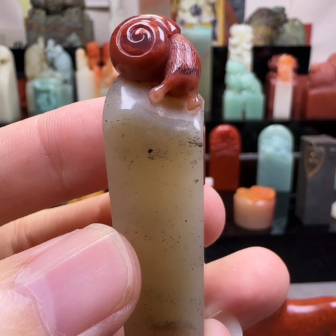 老挝石蜗牛印章，开播价