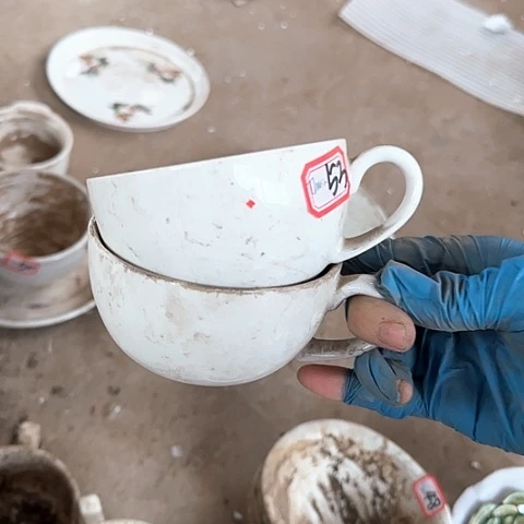 瓷片国营厂库存微瑕9.5厘米53