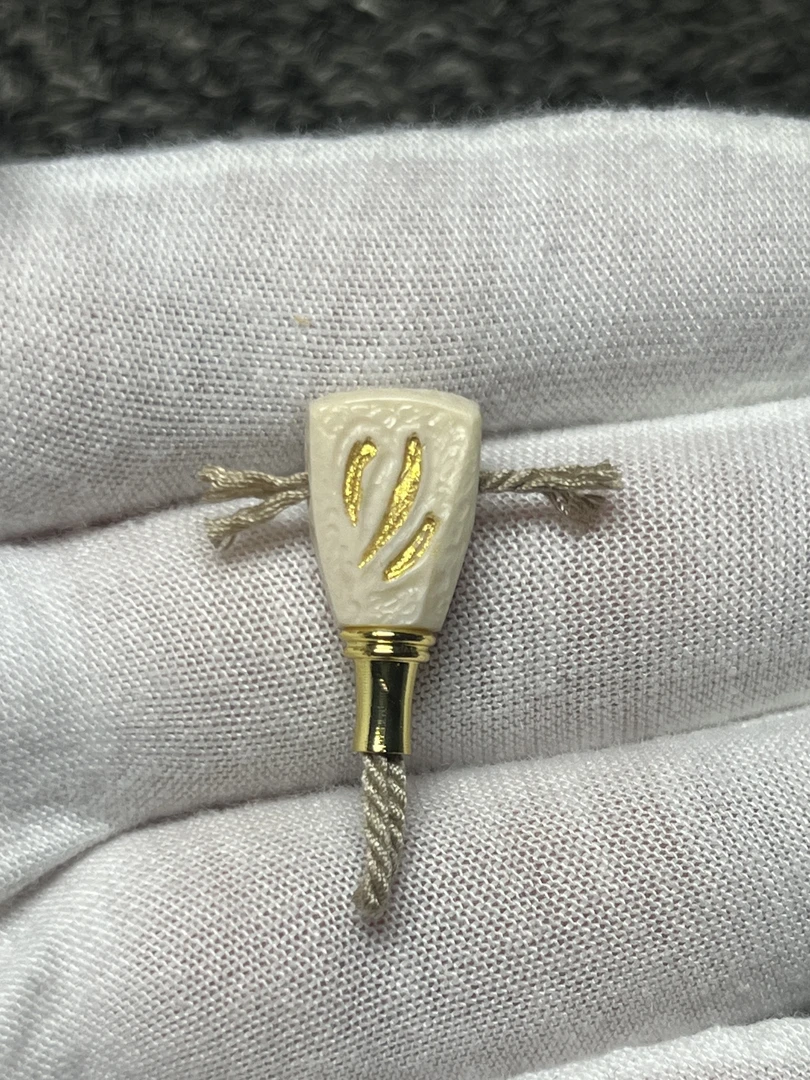 对孔10mm左右天然猛犸牙手工锤纹魔爪多面三通金刚柏香文玩配饰