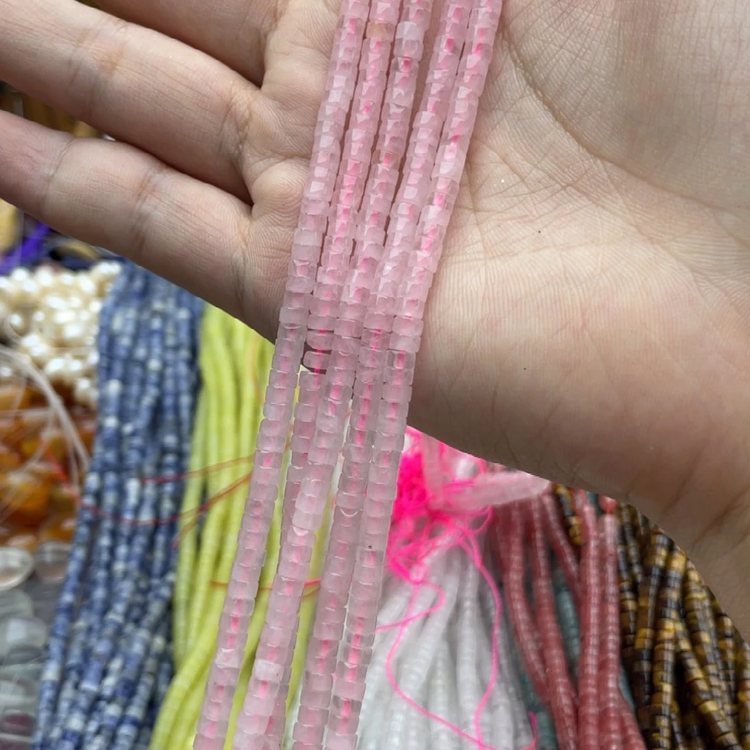 未镶嵌玛瑙/玉髓珠宝半成品粉水晶直切一条卡4