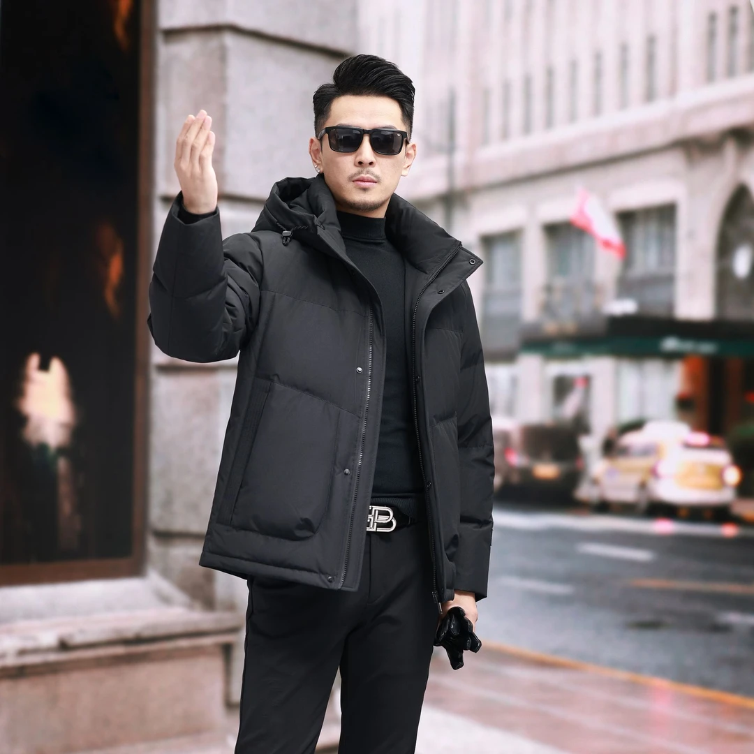 【石墨烯】男士短款连帽加厚羽绒服2025冬季新款商务保暖厚款外套