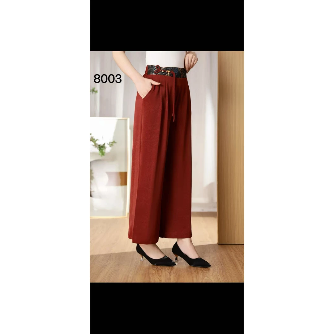 中国风女士时尚秋冬气质百搭黑色阔腿休闲裤8003