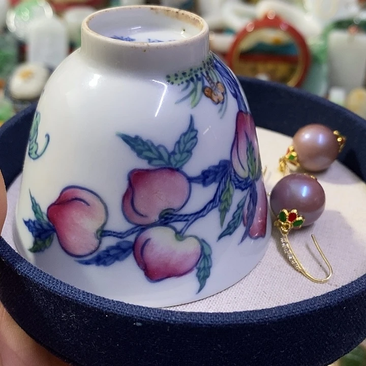 津***津青花手绘小主人杯子