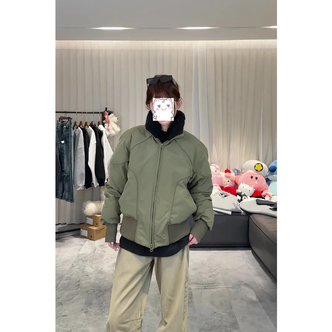 FANGWANG 25/ss冬季【夜绒棱境】羊羔毛领棉服防风加厚机能短款棉衣