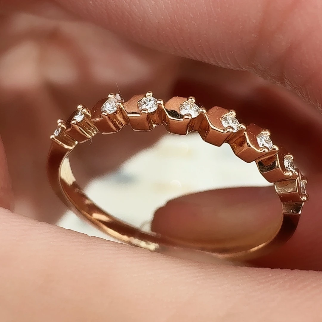 钻石戒指/指环18K金镶嵌K玫戒指1.74g