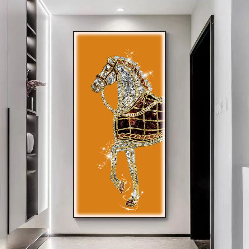 【马到成功】进门入户玄关装饰画现代轻奢高档挂画简约走廊过道壁画