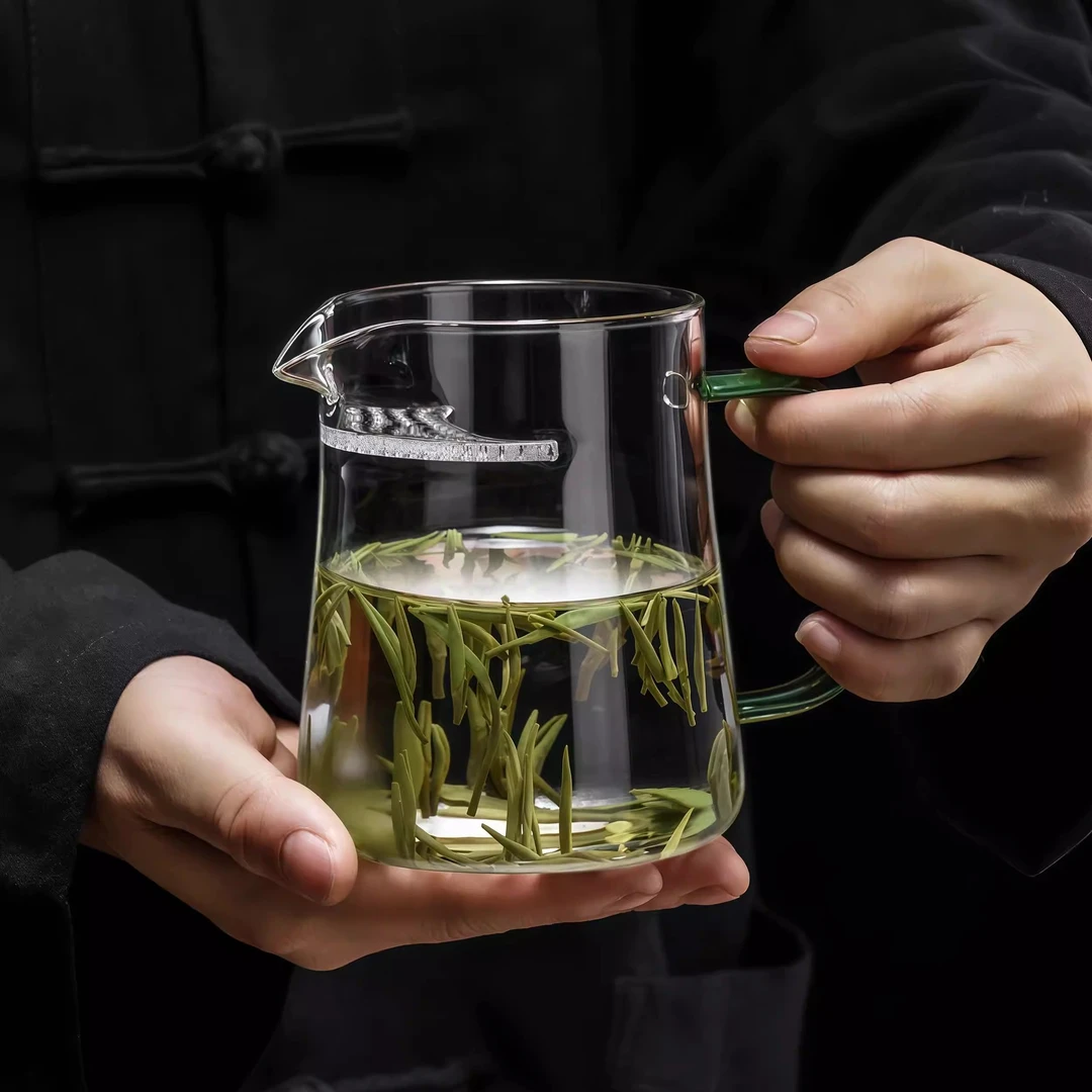加厚款高硼硅玻璃月牙公道杯茶水分离杯泡绿茶红茶高档茶道分茶器