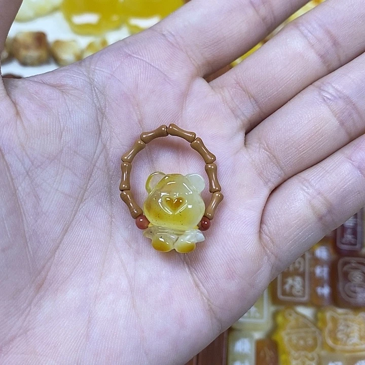 橄榄核吊坠福利小熊戒指30