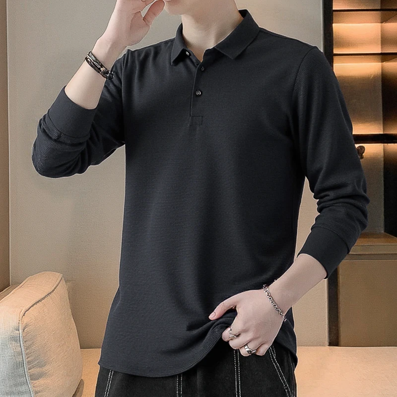 汤米芙兰可男士长袖T恤春秋季新款内搭潮牌商务翻领长袖Polo衫