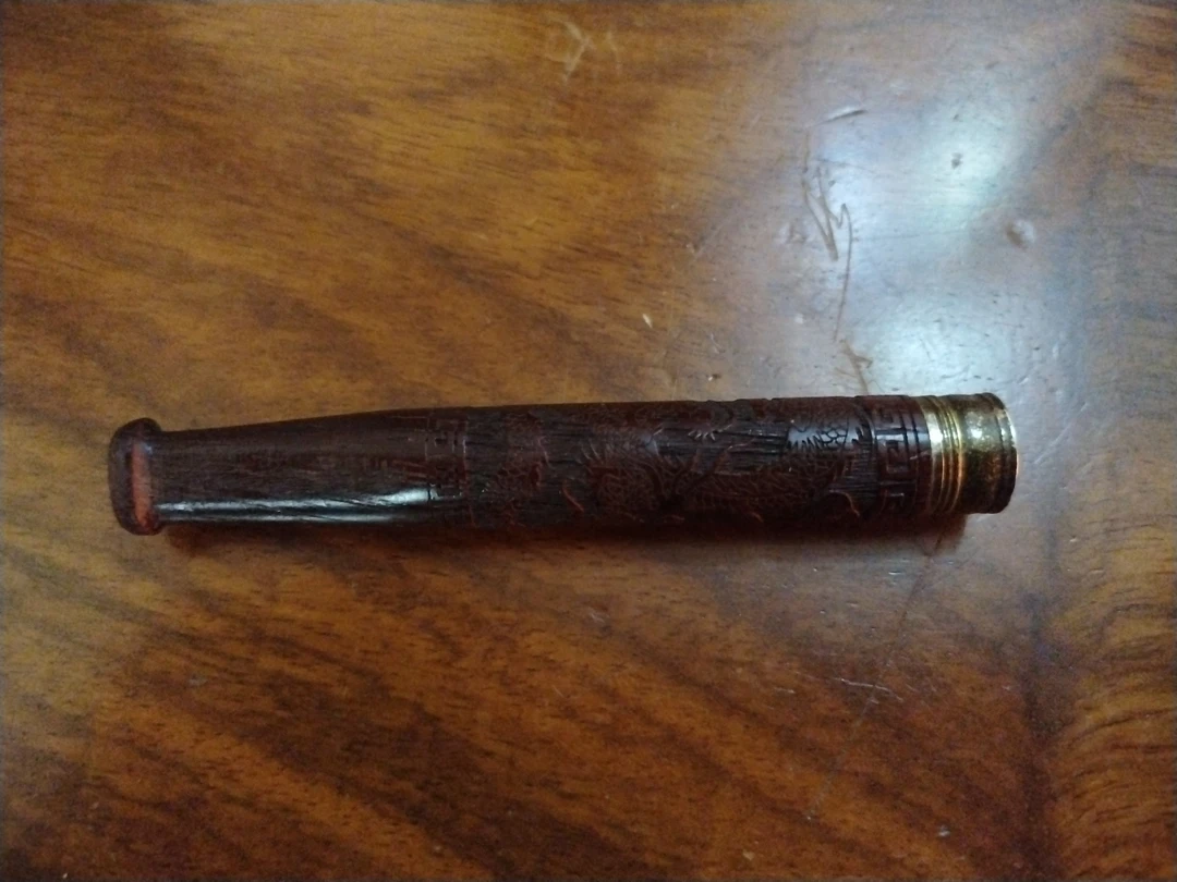 实木雕刻龙纹烟嘴循环型可拆卸清洗过滤烟具檀木烟杆