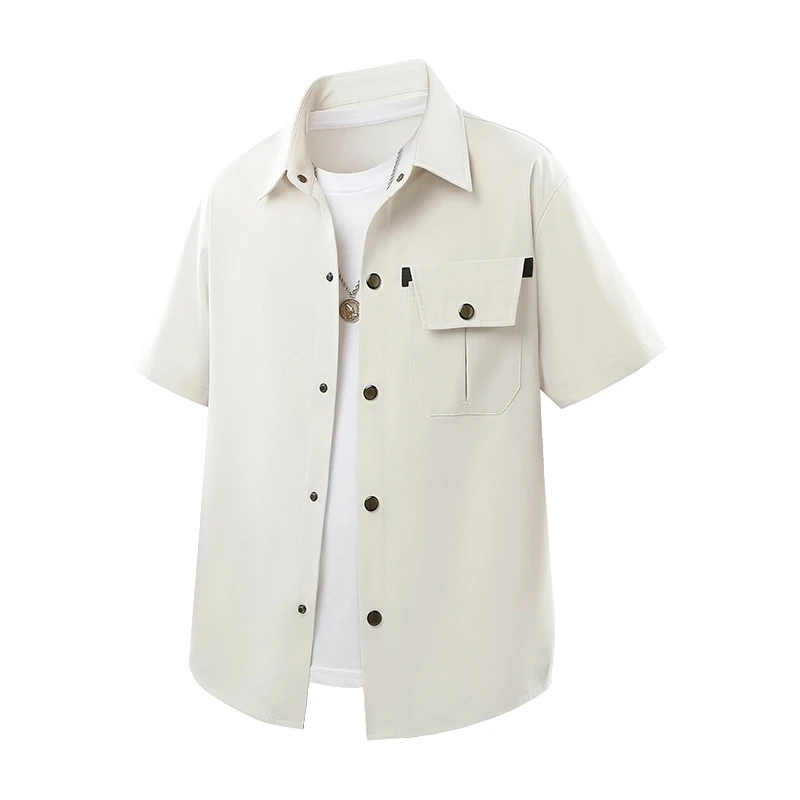 约会日常必备款大码工装短袖衬衫男士新款痞帅轻薄半袖外套c300