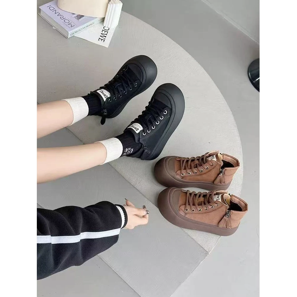 秋季新款百搭透气拼色厚底复古休闲运动德训鞋L691